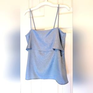 NWT H&M Frosted Blue Ruffle Bust Cami Blouse as size 2